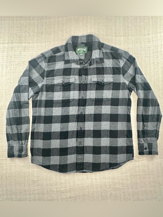 American Eagle Outfitters Other - Vintage American Eagle Mens L Buffalo Plaid Flannel Shirt Black Gray 100% Cotton